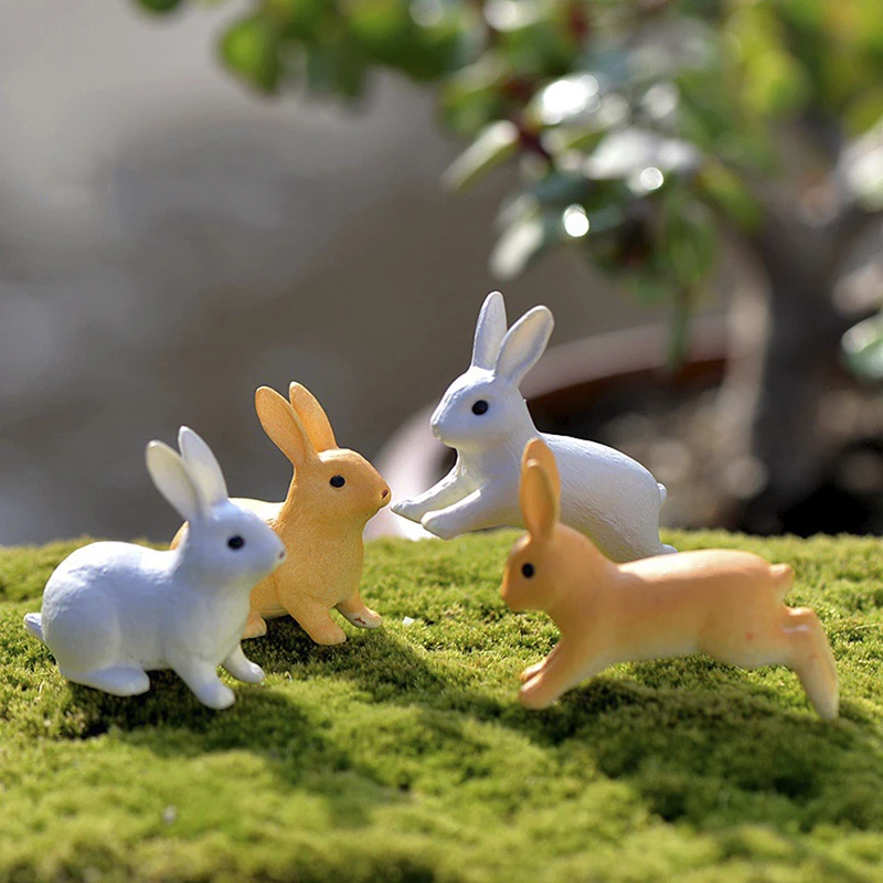 

2/4pcsSimulation Figurine Plant Pot Fairy Cute Decor model figure hare modern statue Mini Rabbit Garden Ornament Miniature