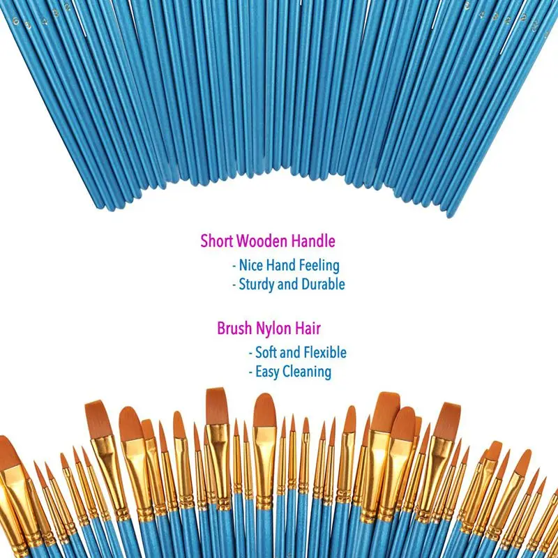 Краски щетки по, 20 шт нейлоновые щетки для волос для акриловая акварель маслом Краски ing художник профессиональная живопись Наборы
