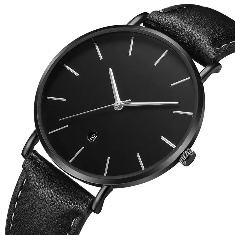 

Ctpor Calendar Clock Simple Design No Logo Men Watch High Quality Leather Ultra-thin Male Watches Waterproof Business Brand Man