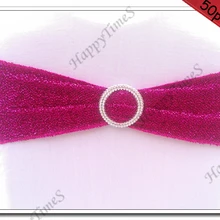 Свадьбы и банкет украшения яркий фиолетовый спандекс мигает стул полоса с пластиковой круглой пряжкой, свадебные сувениры