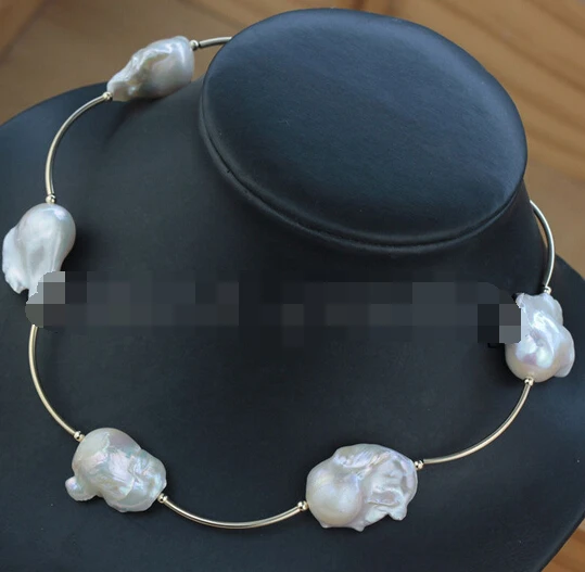 

0002985 17" 22mm natural white multicolor Reborn Keshi baroque freshwater pearl necklace