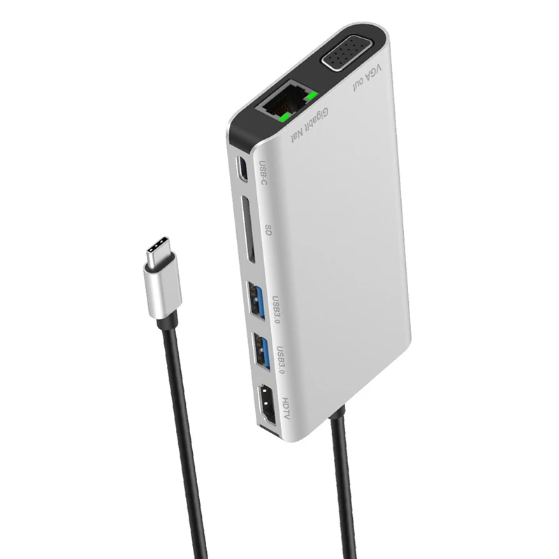 Type C конвертер Hdmi Vga Usbc к Rj45 Lan 4 K 2Usb 3 0 Sd слот для карт ридер 8 в 1 Тип адаптер док