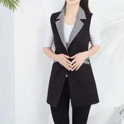Женские модные элегантные жилеты офисное женское карманное пальто куртка без рукавов Верхняя одежда Повседневная брендовая однотонная