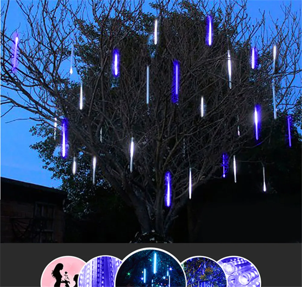 Tanbaby Christmas Party Meteor Light Waterproof 30cm/50cm Optional 8 LED EU or US Plug Star Light Christmas Day Wedding Garden Tanbaby Christmas Party Meteor Light Waterproof 30cm/50cm Optional 8 LED EU or US Plug Star Light Christmas Day Wedding Garden