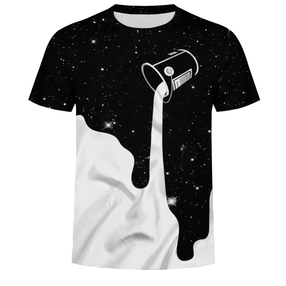 Men/Women 3D t shirt Print Spilled Milk Space Galaxy and Hamburger t ...