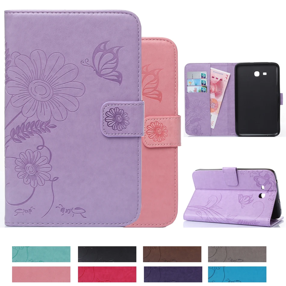

for Samsung Galaxy Tab T110 T111 T113 T116 Cover 3D Emboss Ants Leather Flip wallet Shell Tab 3 lite 7.0 inch stand Tablet Case
