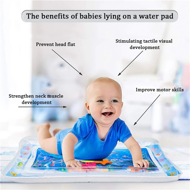 Water Mat for Baby Children Carpet Play Mat Tummy Time Inflatable Water Mat for Babies Developing Stimulation Motor Skills (6)
