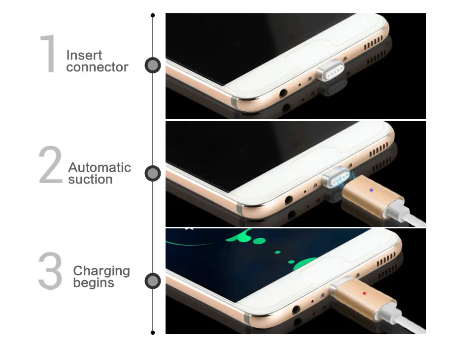 Сильный магнитный зарядный кабель для быстрой зарядки данных USB Магнитный кабель для Apple iPhone/Micro-USB/type-C