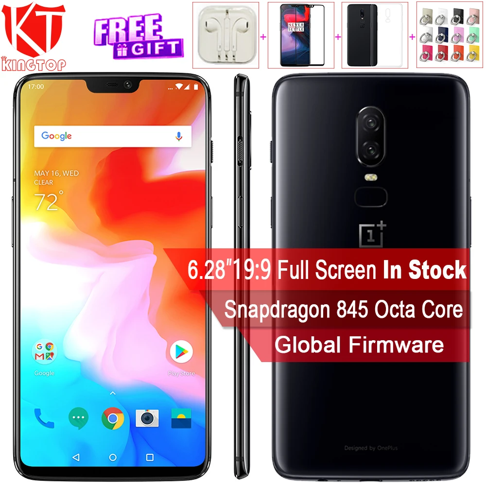 2018 New Oneplus 6 Waterproof Mobile Phone 6.28'' 6/8GB RAM 64/128GB ROM Snapdragon 845 Android 8.1 Dual Rear Camrea 20+16MP NFC