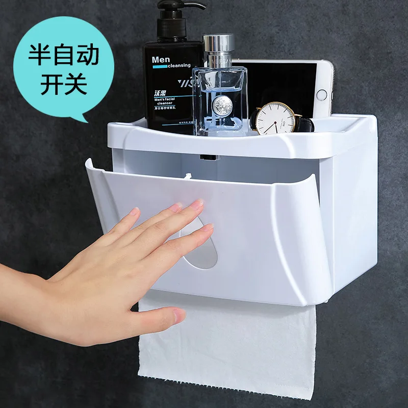 

Multifunctional waterproof punch-free tissue box toilet paper tray kitchen towel storage box convenient roll Bathroom tray
