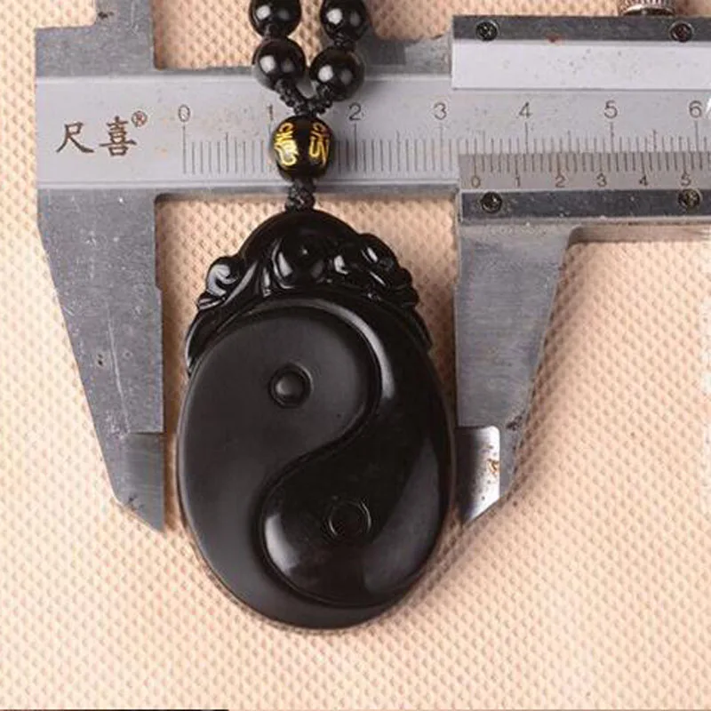 Прямая Черное обсидианское ожерелье Инь Янь кулон китайский Багуа амулеты мужские ювелирные изделия Wo мужские ювелирные изделия