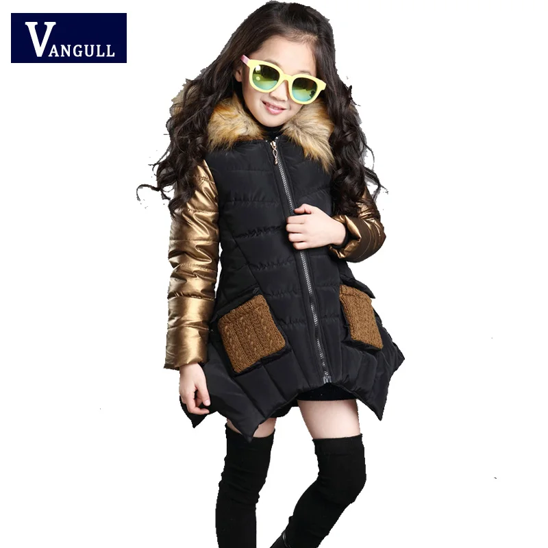 2016 Korean foreign children autumn and winter sweater coat, cute child children thickening Fur collar coat2 color coat
