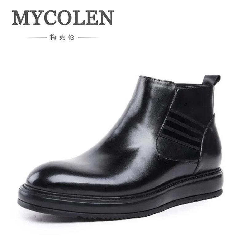 

MYCOLEN Brand 2018 Quality Genuine Leather Winter Boots Men British Style Shoes Men Casual Handmade Round Toe Leather Boots