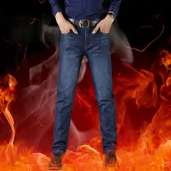 2018 холил новые мужские спортивные теплые джинсы высокого качества Известные бренды осенние зимние джинсы теплые флокированные теплые