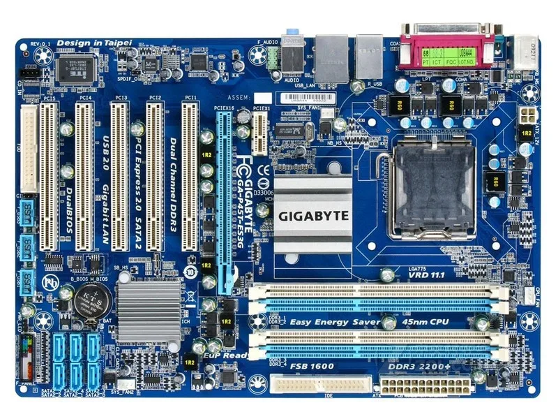 Для Gigabyte GA-P45T-ES3G Оригинал материнская плата P45 Desktop motherborad P45T-ES3G LGA 775 DDR3 16 ГБ ATX плат |