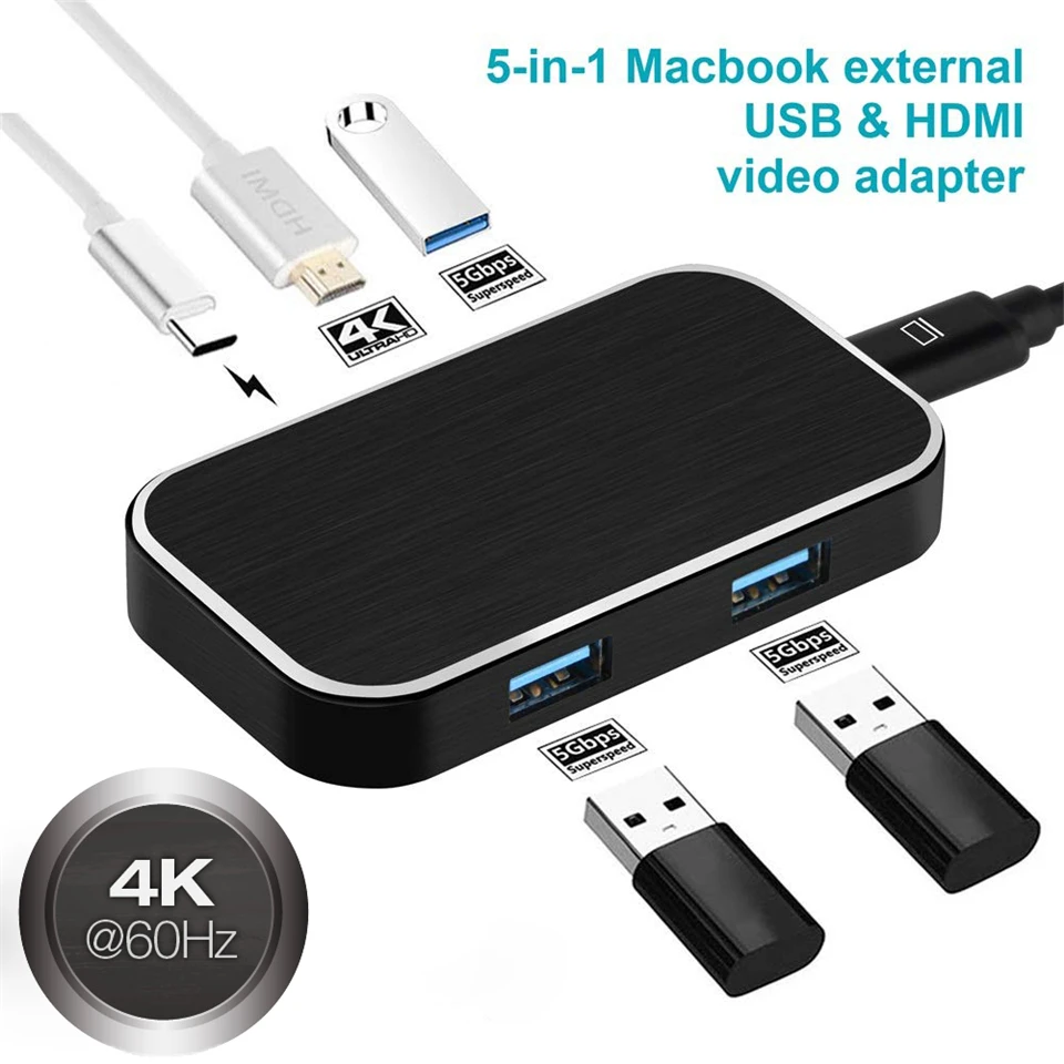 USB 3.0 Type C к HDMI HUB адаптер 4K x 2K @ 60 Гц Thunderbolt 3 для MacBook Pro Samsung Galaxy S9|Кабели USB| |