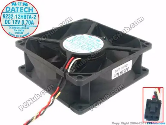 Emacro для JMC/DaTech 9232-12HBTA-2 DC 12V 0.70A, Размеры: 90X90X32 мм 3-Провода Сервер вентилятор охлаждения