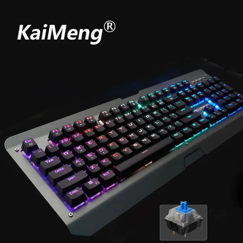 kaiMeng ka002mechanical keyboard gaming mouse gamer keyboard 104key LED backlit mechanical keyboard professional Blue switch