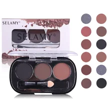 Высокое качество, новинка,, 3 цвета, водостойкие матовые пигменты, палитра пудры для бровей с кистью, инструменты для макияжа глаз