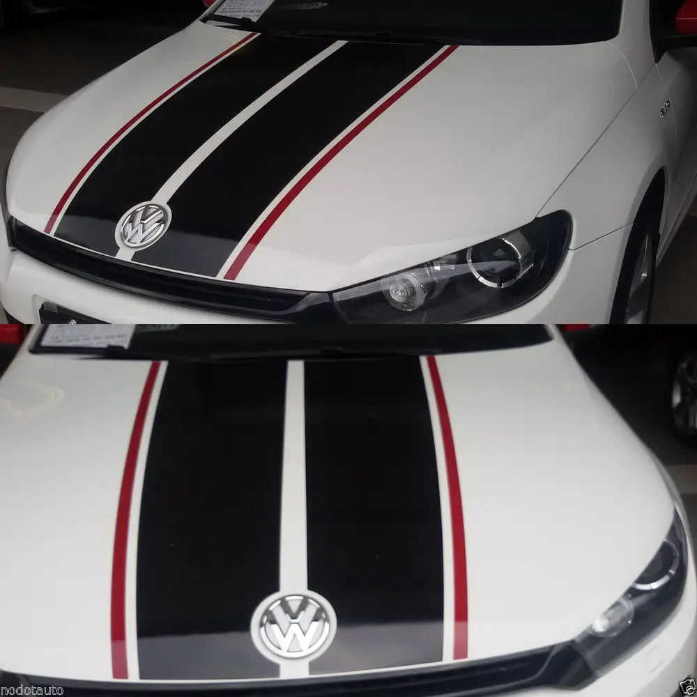 Car Styling for Car Dual Racing stripes Hood Rear Decals for Scirocco