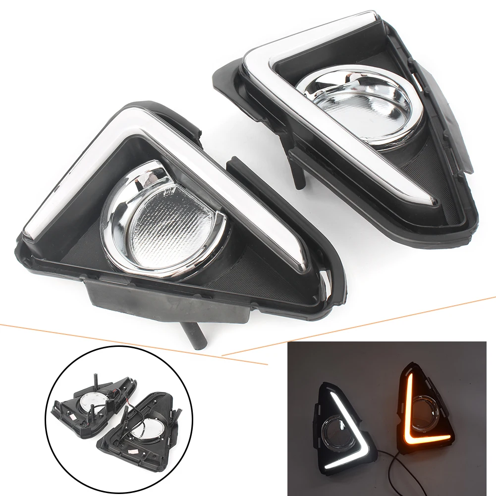 

For Toyota RAV4 2016 2017 2018 Car LED Daytime Running Lights DRL Fog Lamp W/ Turn Signal Light 2pcs Warning Lights
