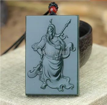 

Handwork Carven bottle green Jade jadeite Pendant Amulet Guanyu Apotropaion