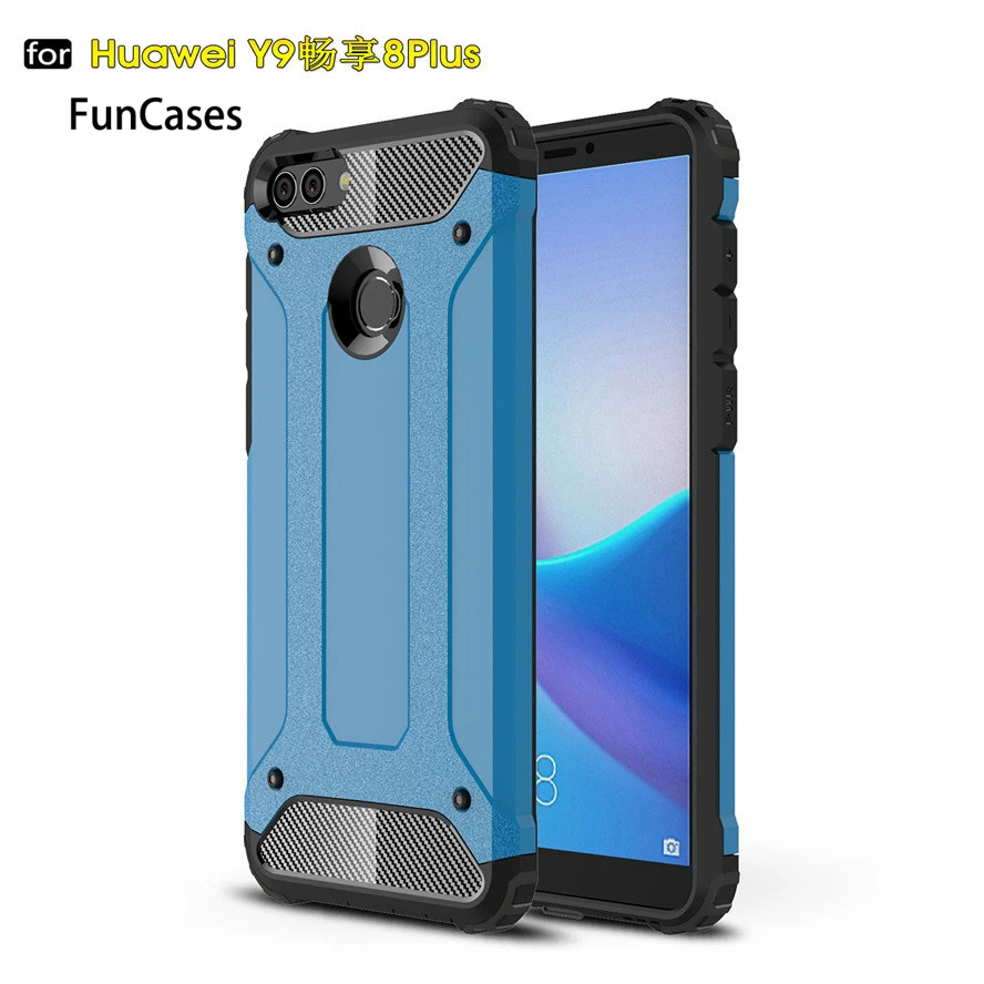 Blue Крышка huawei Y9 случае Y 9 тонкий Робот Броня Резина Капа для чехол для телефона huawei Y9 случаев huawei наслаждаться 8 плюс FLA-AL00 - Цвет: Blue