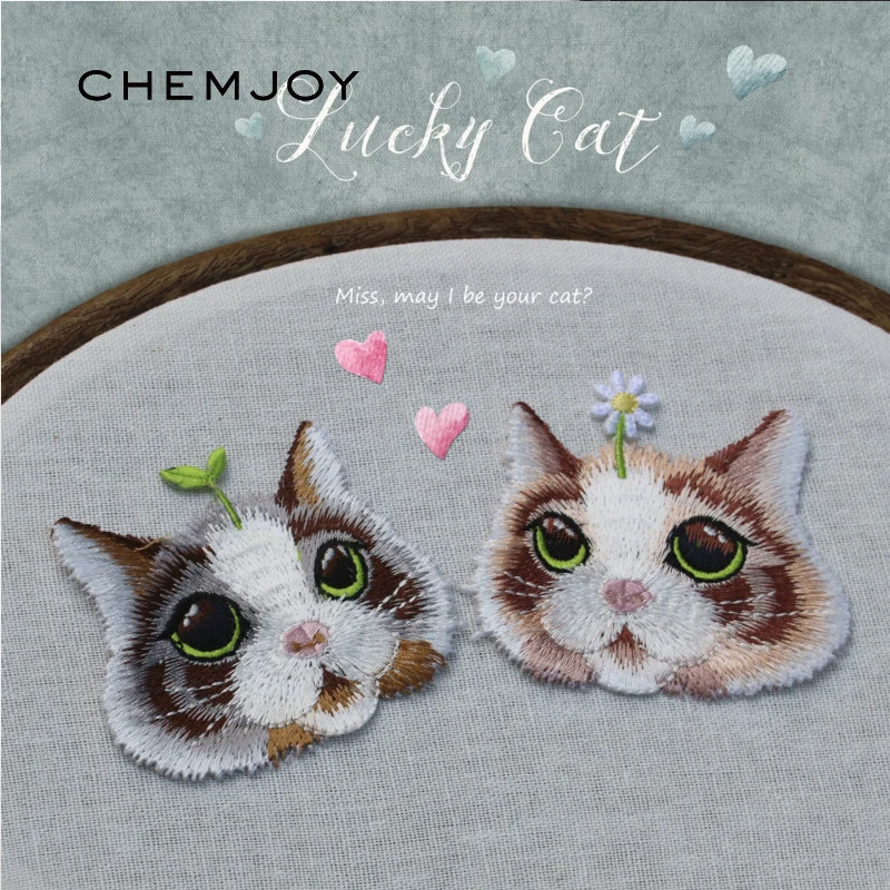 

Cat Head Embroidery Patches Iron on Patch for Clothing for Jackets Bags Clothes Sew Appliques DIY Animal Badges Hippie Parches