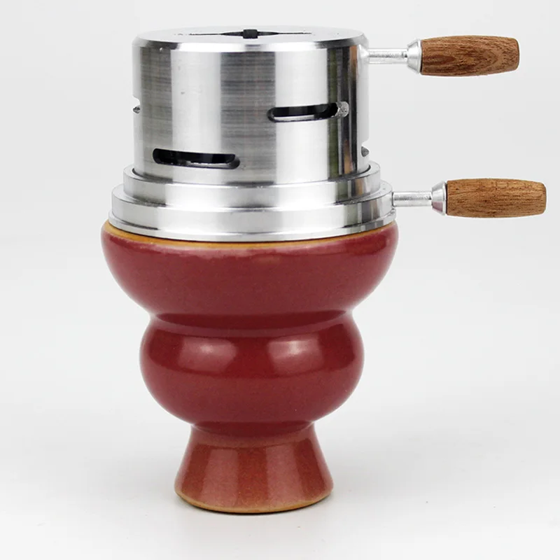 Ветрозащитная керамическая чаша для кальяна с Карбоновым держателем для угля Nargile Sheesha Narguile Chicha Cachimbas аксессуары для головки кальяна - Цвет: red set