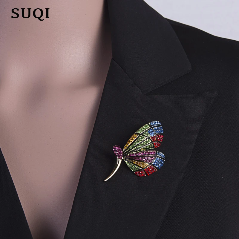 

SUQI Vintage exquisite Animal Butterfly lapel Brooch pins full Rhinestone Enamel brooches Pin for Women's Jewelry accessories