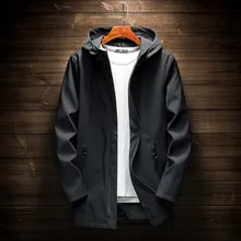 OLOEY, модный черный Тренч, мужское повседневное длинное пальто, Мужская Весенняя Осенняя уличная одежда, корейский стиль, худи, длинная куртка