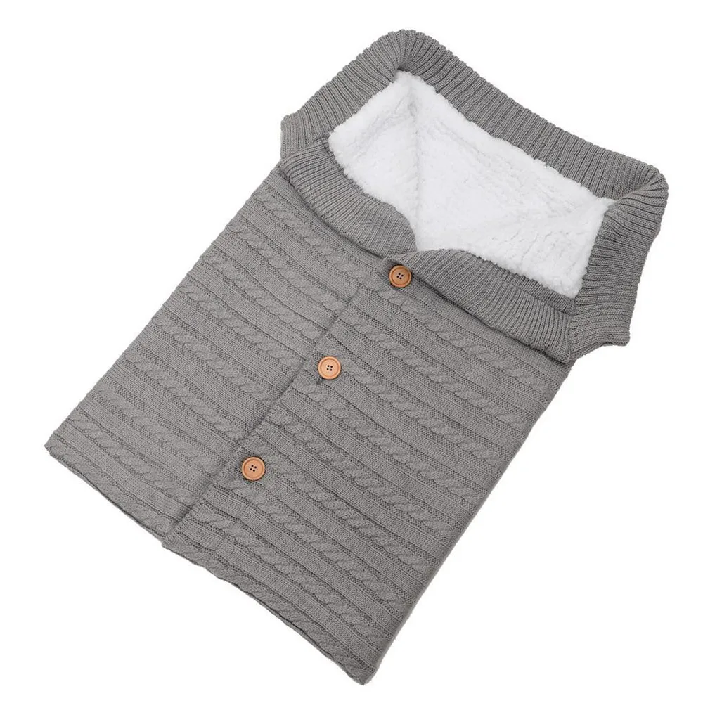 LONSANT спальный мешок для новорожденных, однотонное вязаное Вязание пуговица, детское одеяло, зимнее теплое одеяло для мальчиков и девочек