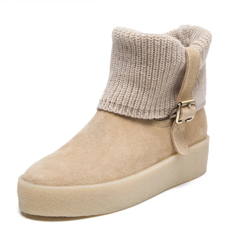 Women Winter Boots Snow Boots Short Winter Ankle Boots Genuine Leather women Shoes Plush Warm Botas Femininas