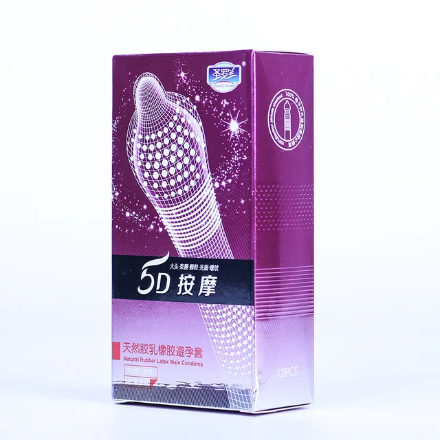 5D puntos hilo acanalado G punto los condones de látex anticonceptivos partícula grande condón con pinchos para hombres productos de sexo 12 Uds 3