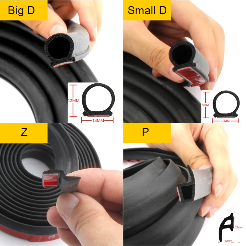 Car Rubber Seal Strip 5M Filler Adhesive Big D+Small D Z P Type
