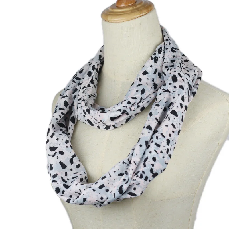 Женский шарф черно белое кольцо в точечку с петлей Infinity Echarpe Foulard Femme snood размер 140*35