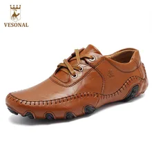 VESONAL Hot Sale 2017 Autum Brand Genuine Leather For Men Shoes Male Adult Casual Walking Driver Quality breathable Footwear Man
