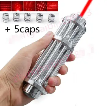 

High Power 20000m 650NM Red Laser Pointer Multi-pattern Handheld Burning Lazer Pointer burn match lit cigarette with 5 caps