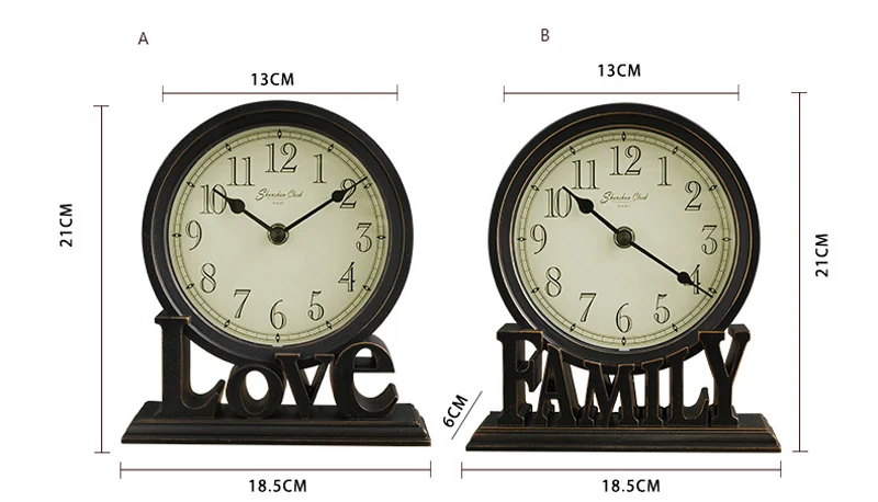 Ретро 5 дюймов Семья любовь письмо база настольные часы Винтаж Настольные часы для гостиной спальни украшения