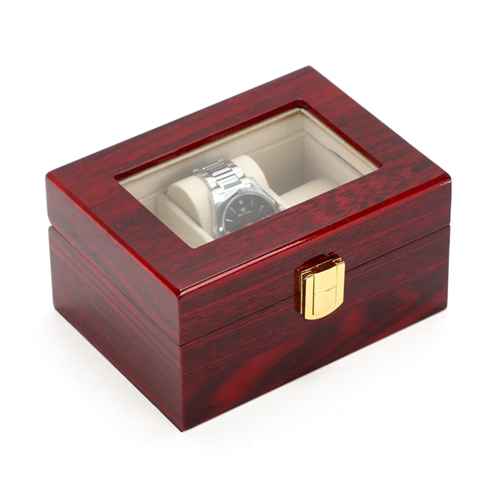 Красный МДФ деревянные часы коробка для хранения 3 Ювелирные Упаковка подарок чехол высокий свет деревянные часы Дисплей Организатор Box