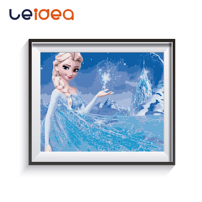 

Painting By Numbers Anime Snow Queen Cartoon Acrylic Paint Cartoon Painting Coloring Hand Drawing Art Wall decoration