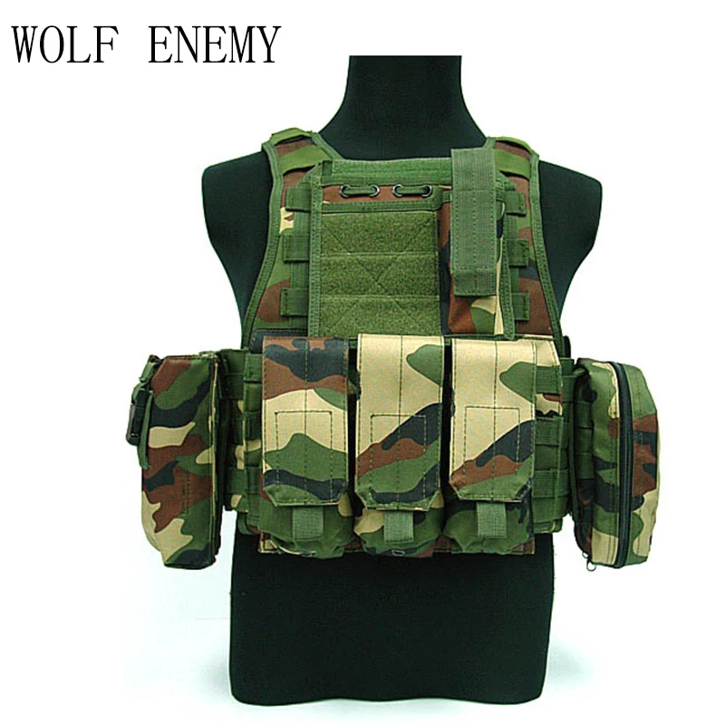 Тактический USMC MOD Molle штурмовая пластина Перевозчик боевой жилет Лесной Камуфляж