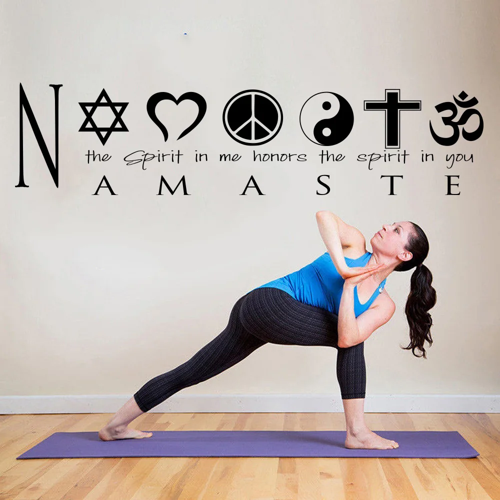 Namaste Yoga Quote Logo Hindu Spirit Wall Sticker Gym Yoga Hindu Logo Inspirational Quote Wall Decal Vinyl Decor (5)