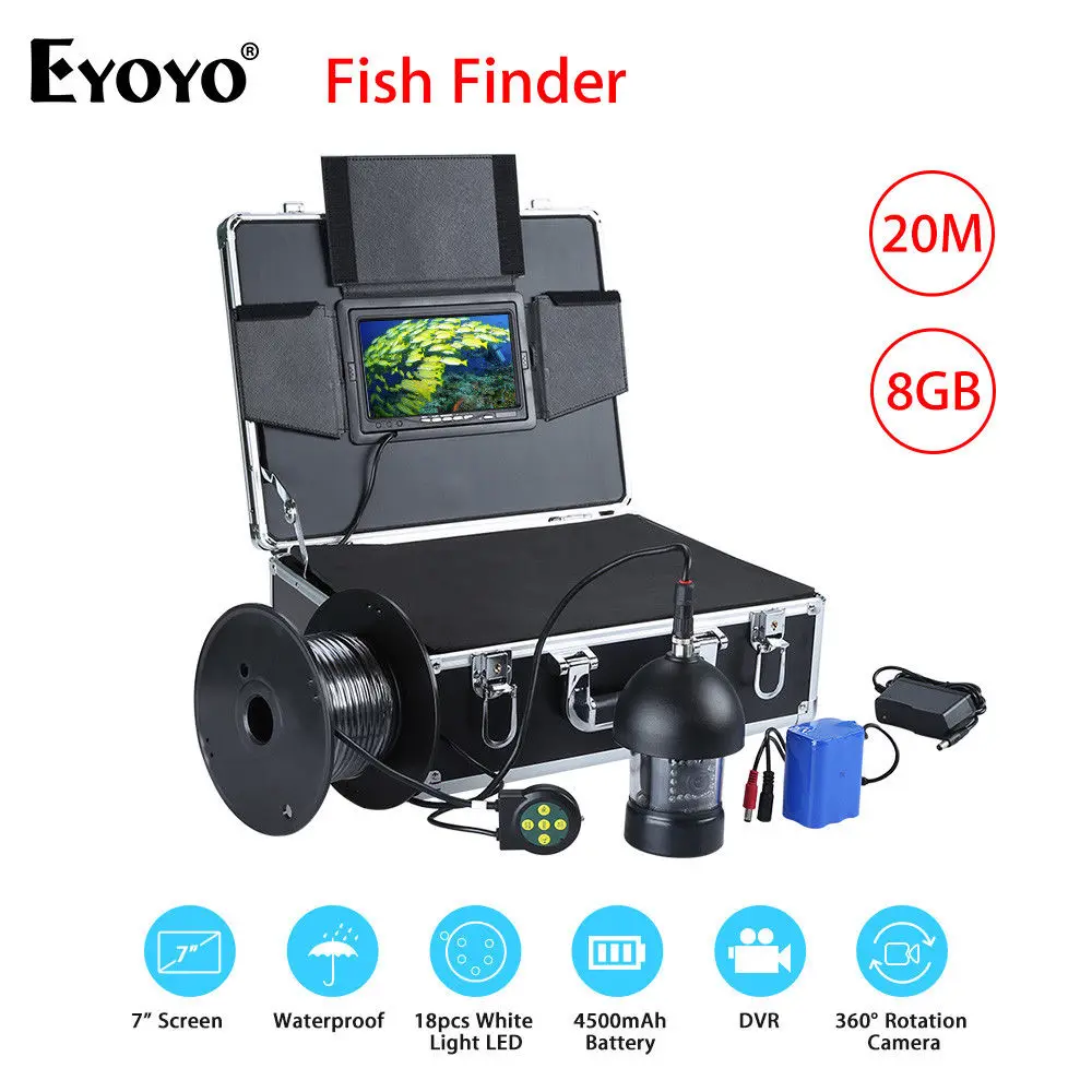 

EYOYO F18 7"Color Screen TFT LCD 20M 1000TVL Underwater Fishing Camera 360degree Waterproof 18LED High White Light Fish Finder