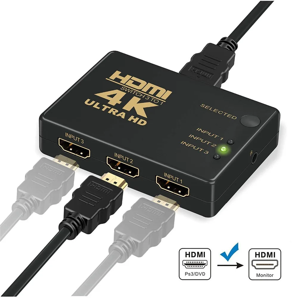 Antoksky мини-Коммутатор HDMI 4K HD1080P 3 5 переключатель порта hdmi селектор сплиттер+ концентратор ИК пульт дистанционного управления для HD tv DVD tv BOX Z2