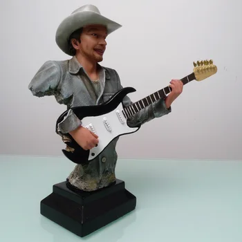 

Temple painted New Arrival Guitar Player Bust Resin Musical West Cowboy Figure Statue Decoration Craft Home Bar Club Ornament