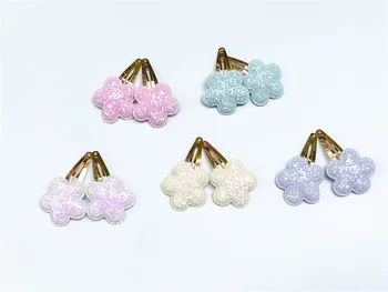 

Boutique ins 10Pairs Fashion Cute Glitter Flower Hairpins Solid Floral Barrettes Snap Clips Princess Headwear Hair Accessories