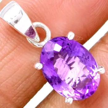 

Genuine Amethyst Pendant 100% 925 Sterling Silver Jewelery 26mm AP0938