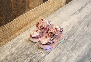 

Girls shoes new princess lightweight children's sports shoes girls rhinestones Led shoes baby shoes