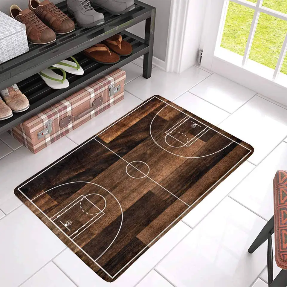 Basketball Court Floor Plan On Old Wooden Pattern Anti Slip Door